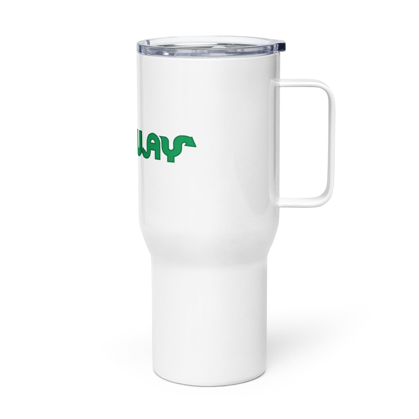 Travel mug with a handle
