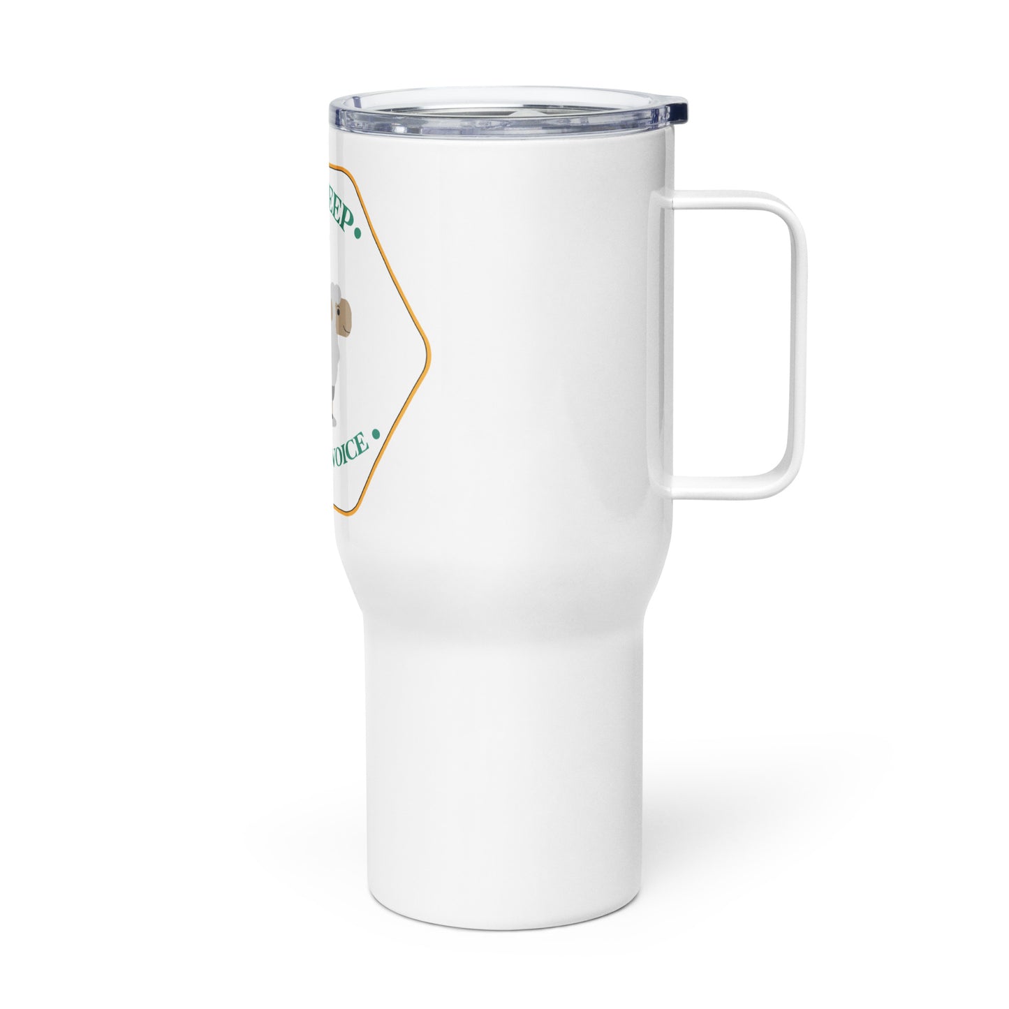 Travel mug with a handle