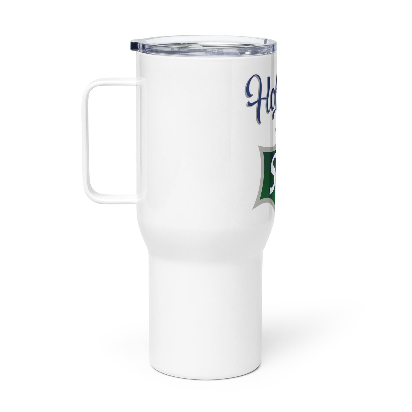 Travel mug with a handle