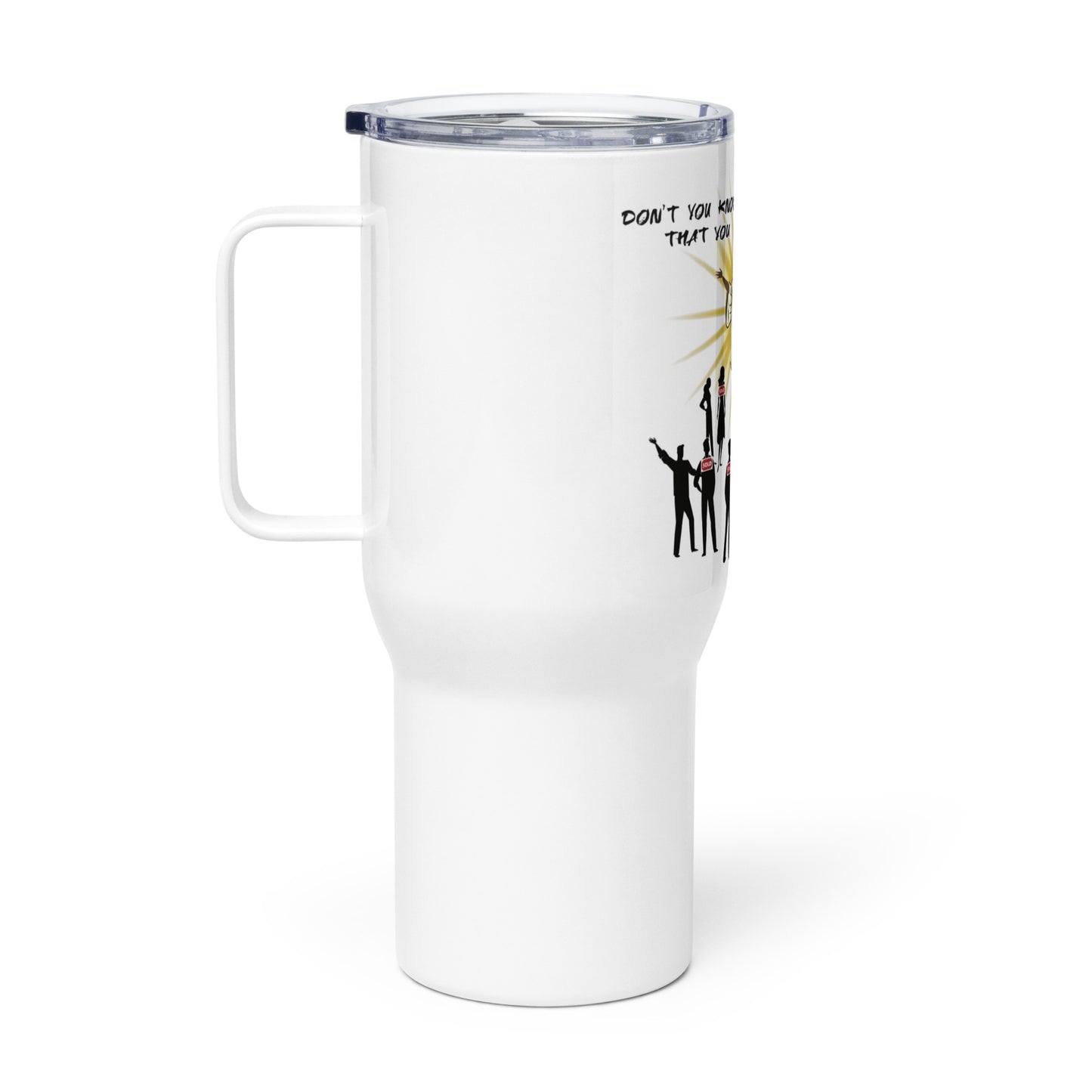 Travel mug with a handle