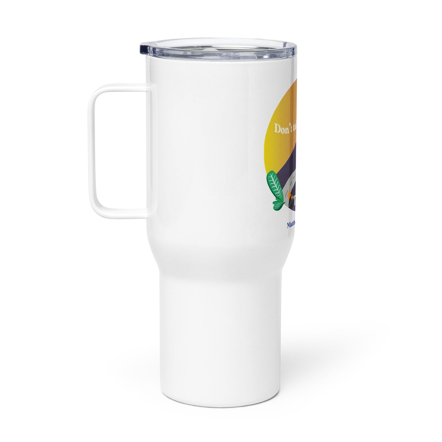 Travel mug with a handle