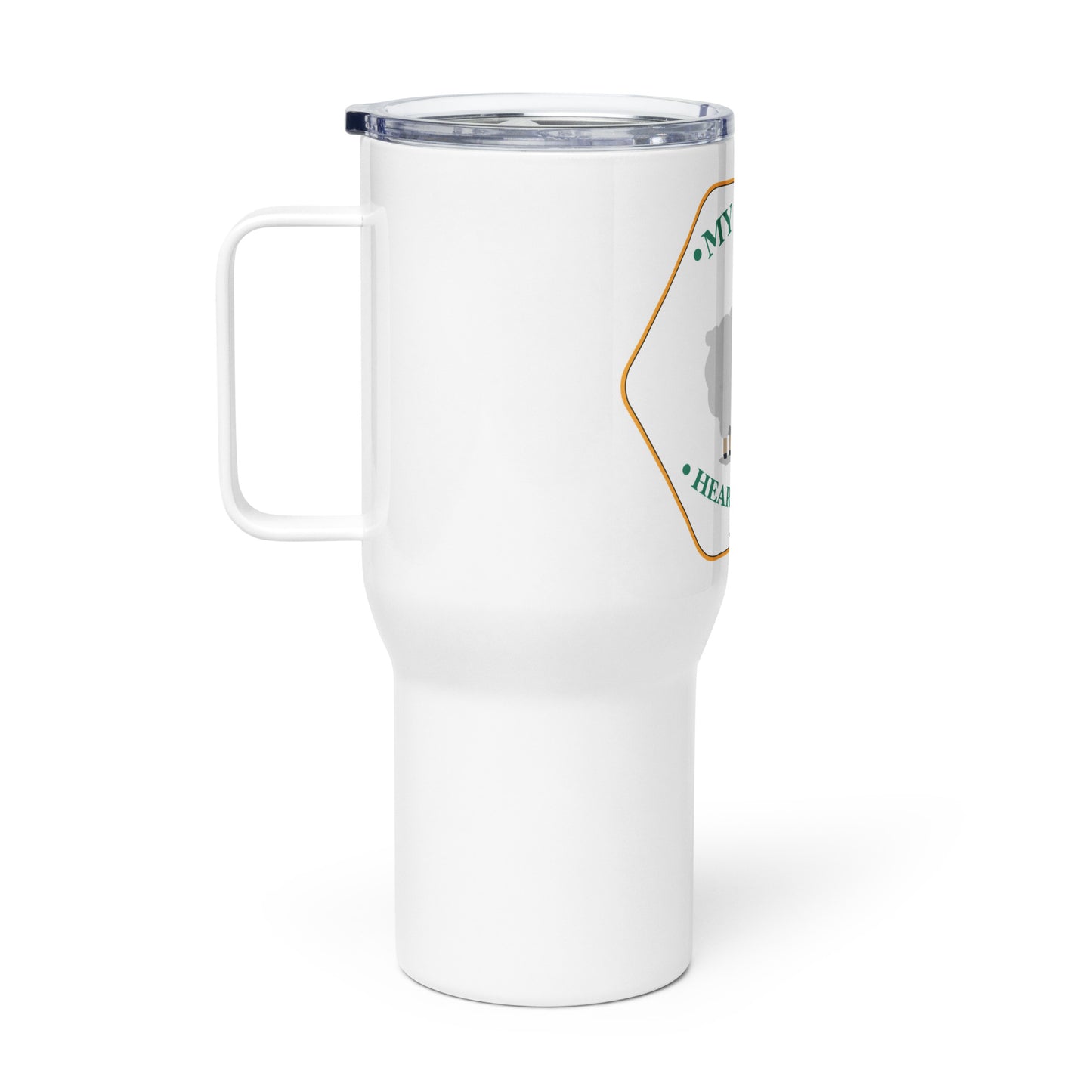 Travel mug with a handle